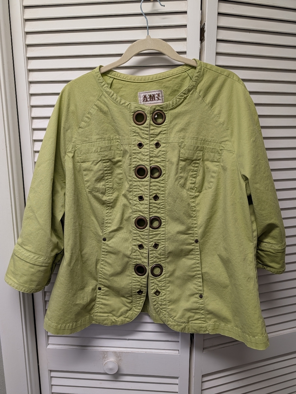 AMX Olive Green Eyelet Utility Jacket - Women